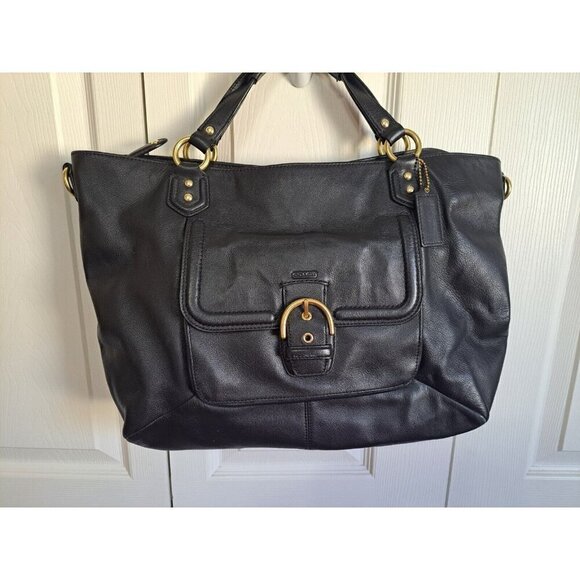 Coach Campbell Black Satchel Handbag Business Tote F24683 NO SHOULDER STRAP - Picture 3 of 15